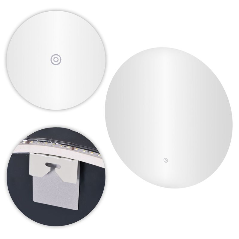 Casa si Gradina - Mobilier - Mobilier baie - Corpuri baie - Oglinda baie LED rotunda cu functie anti-aburire, iluminare perimetrala reglabila cu control tactil, 80 cm - Infinity.ro