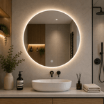 Casa si Gradina - Mobilier - Mobilier baie - Corpuri baie - Oglinda baie LED rotunda cu functie anti-aburire, iluminare perimetrala reglabila cu control tactil, 80 cm - Infinity.ro
