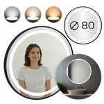 Casa si Gradina - Mobilier - Mobilier baie - Corpuri baie - Oglinda baie LED rotunda cu functie anti-aburire, iluminare reglabila cu control tactil, 80 cm, negru - Infinity.ro