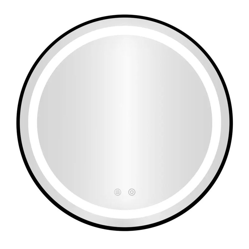 Casa si Gradina - Mobilier - Mobilier baie - Corpuri baie - Oglinda baie LED rotunda cu functie anti-aburire, iluminare reglabila cu control tactil, 80 cm, negru - Infinity.ro