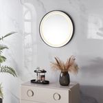 Casa si Gradina - Mobilier - Mobilier baie - Corpuri baie - Oglinda baie LED rotunda cu functie anti-aburire, iluminare reglabila cu control tactil, 60 cm, negru - Infinity.ro