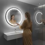 Casa si Gradina - Mobilier - Mobilier baie - Corpuri baie - Oglinda baie LED rotunda cu functie anti-aburire, iluminare reglabila cu control tactil, 60 cm, negru - Infinity.ro