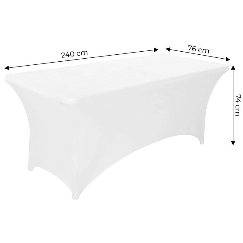 Casa si Gradina - Gradina si terasa - Mobilier exterior - Seturi mobila gradina - Husa elastica pentru masa gradina sau evenimente, poliester si spandex, 240x76x74 cm, alb - Infinity.ro