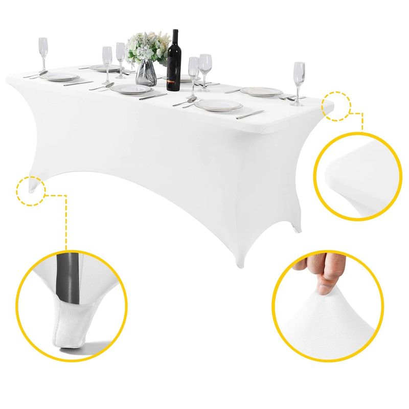 Casa si Gradina - Gradina si terasa - Mobilier exterior - Seturi mobila gradina - Husa elastica pentru masa gradina sau evenimente, poliester si spandex, 240x76x74 cm, alb - Infinity.ro