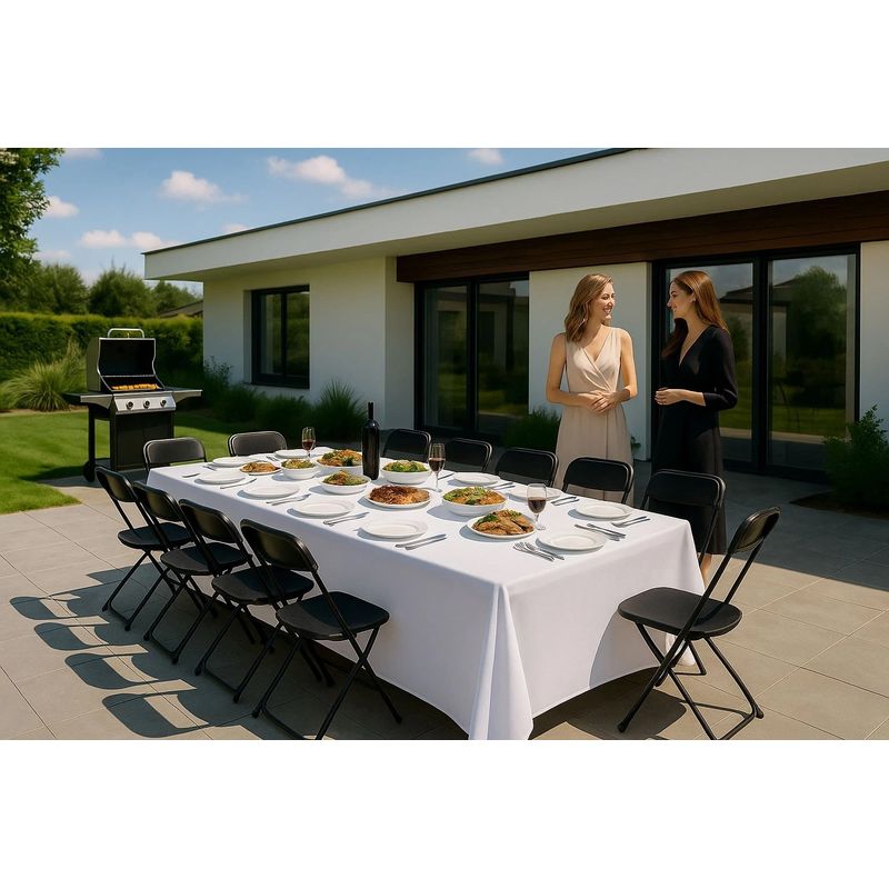 Casa si Gradina - Gradina si terasa - Mobilier exterior - Seturi mobila gradina - Husa elastica pentru masa gradina sau evenimente, poliester si spandex, 240x76x74 cm, alb - Infinity.ro