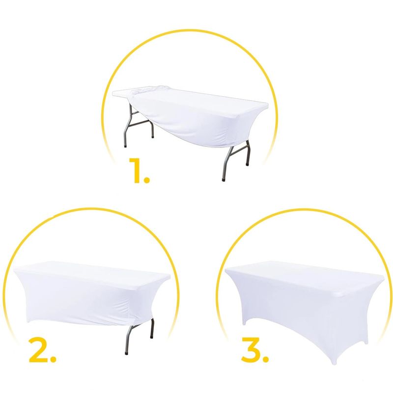 Casa si Gradina - Gradina si terasa - Mobilier exterior - Seturi mobila gradina - Husa elastica pentru masa gradina sau evenimente, poliester si spandex, 240x76x74 cm, alb - Infinity.ro