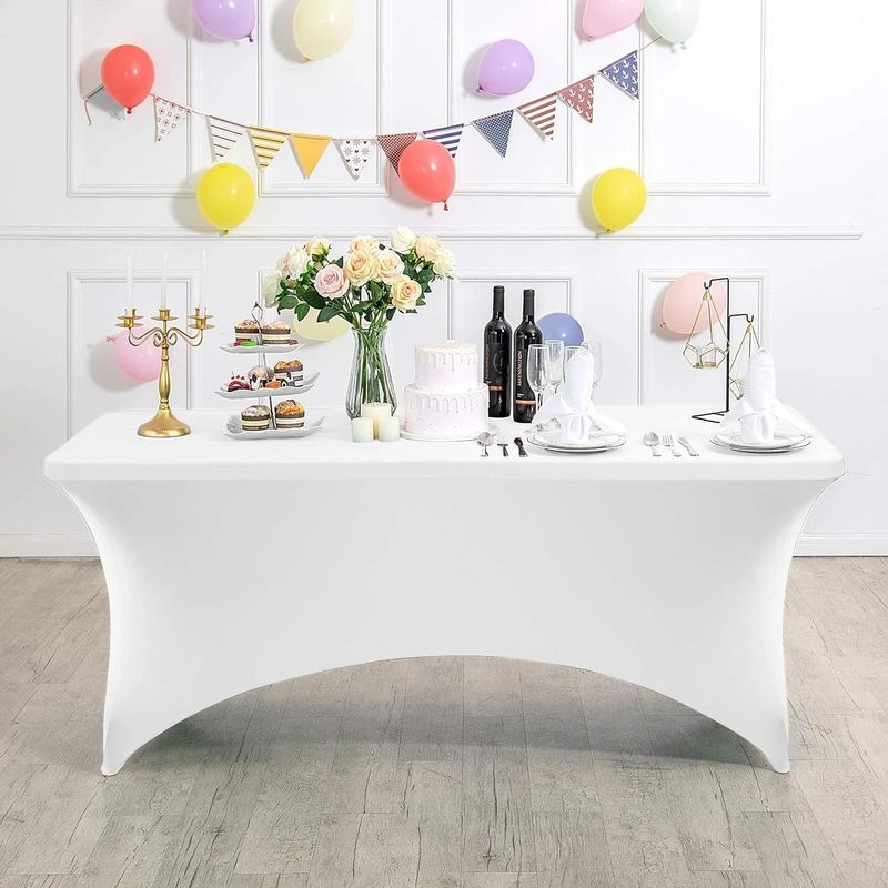 Casa si Gradina - Gradina si terasa - Mobilier exterior - Seturi mobila gradina - Husa elastica pentru masa gradina sau evenimente, poliester si spandex, 240x76x74 cm, alb - Infinity.ro