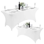 Casa si Gradina - Gradina si terasa - Mobilier exterior - Seturi mobila gradina - Husa elastica pentru masa gradina sau evenimente, poliester si spandex, 240x76x74 cm, alb - Infinity.ro