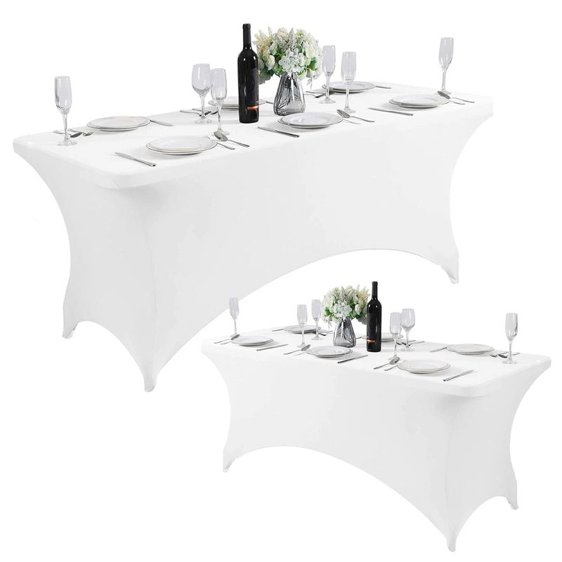 Casa si Gradina - Gradina si terasa - Mobilier exterior - Seturi mobila gradina - Husa elastica pentru masa gradina sau evenimente, poliester si spandex, 240x76x74 cm, alb - Infinity.ro