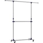 Casa si Gradina - Mobilier - Organizare si depozitare - Cuiere - Suport pentru haine cu sina superioara extensibila 101-165 cm, pe roti, reglabil in inaltime 113-180 cm, argintiu - Infinity.ro