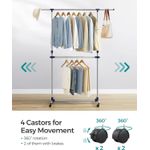Casa si Gradina - Mobilier - Organizare si depozitare - Cuiere - Suport pentru haine cu sina superioara extensibila 101-165 cm, pe roti, reglabil in inaltime 113-180 cm, argintiu - Infinity.ro