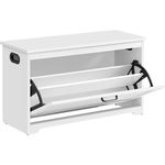 Casa si Gradina - Mobilier - Dulapuri si sifoniere - Dulapuri pantofi - Bancuta pentru pantofi cu usa rabatabila si compartiment interior reglabil, 80x30x46 cm, alb - Infinity.ro