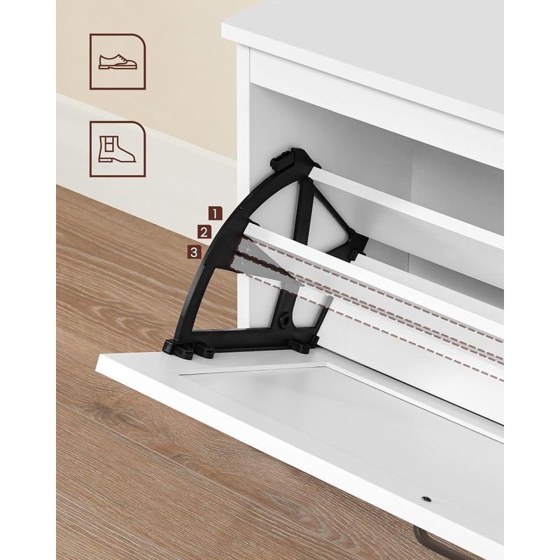 Casa si Gradina - Mobilier - Dulapuri si sifoniere - Dulapuri pantofi - Bancuta pentru pantofi cu usa rabatabila si compartiment interior reglabil, 80x30x46 cm, alb - Infinity.ro
