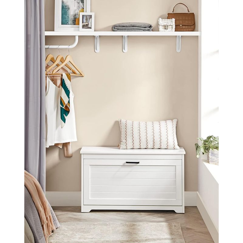 Casa si Gradina - Mobilier - Dulapuri si sifoniere - Dulapuri pantofi - Bancuta pentru pantofi cu usa rabatabila si compartiment interior reglabil, 80x30x46 cm, alb - Infinity.ro