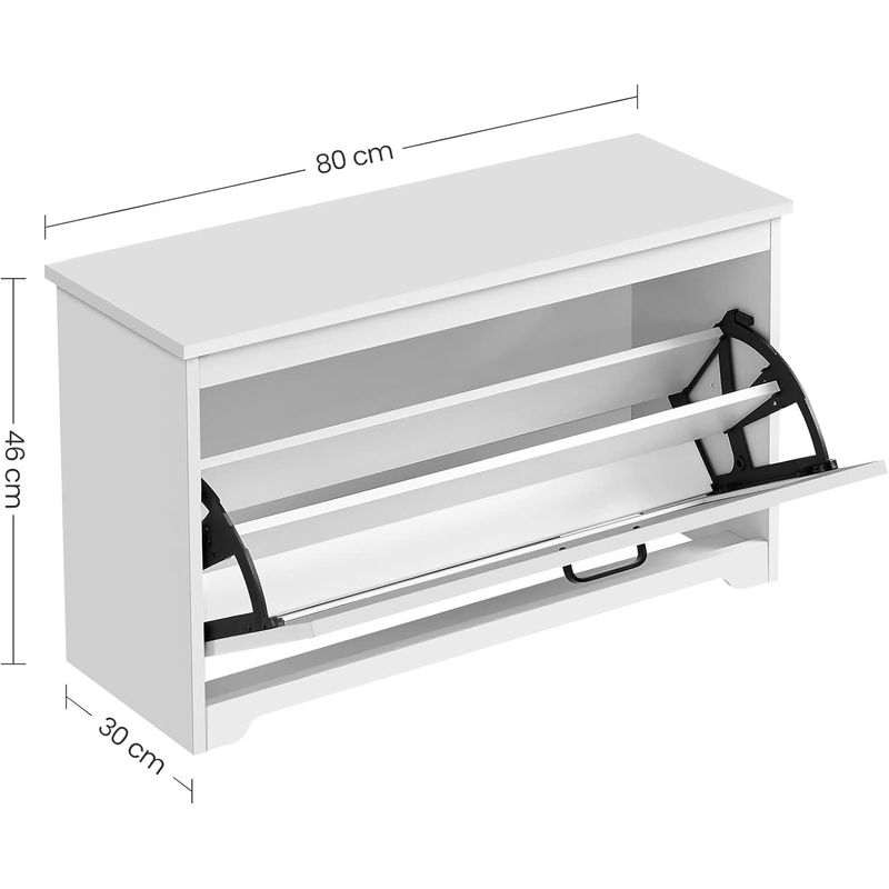 Casa si Gradina - Mobilier - Dulapuri si sifoniere - Dulapuri pantofi - Bancuta pentru pantofi cu usa rabatabila si compartiment interior reglabil, 80x30x46 cm, alb - Infinity.ro