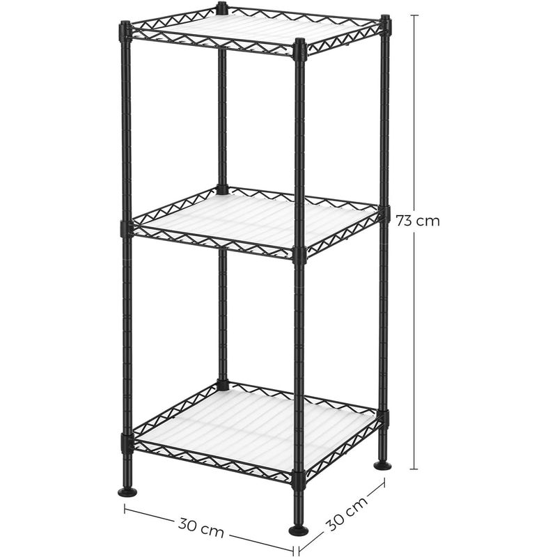 Casa si Gradina - Mobilier - Mobilier baie - Corpuri baie - Raft pentru baie sau bucatarie, cu 3 niveluri, polite reglabile si cadru metalic, 30x30x73 cm, negru - Infinity.ro