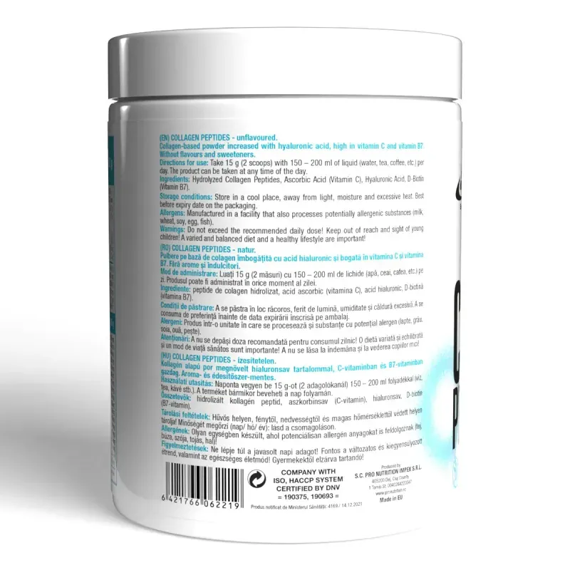 Ingrijire personala si Cosmetice - Sanatate si wellness - Suplimente alimentare - Produse anti-imbatranire si frumusete - Collagen Peptides – Acid hialuronic si vitamine, 300g, fara aroma - Infinity.ro