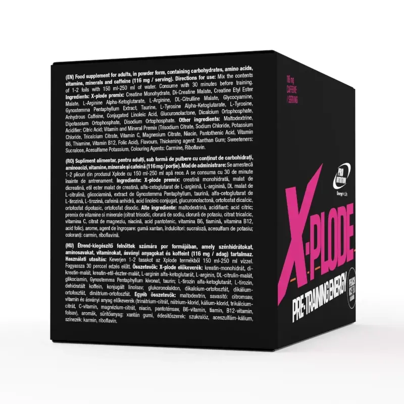 Ingrijire personala si Cosmetice - Sanatate si wellness - Nutritie sportiva - Pre, intra si post antrenament - Formula pre-antrenament, X-Plode, Piersica, 25 plicuri x 20g - Infinity.ro