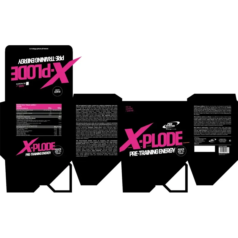 Ingrijire personala si Cosmetice - Sanatate si wellness - Nutritie sportiva - Pre, intra si post antrenament - Formula pre-antrenament, X-Plode, Piersica, 25 plicuri x 20g - Infinity.ro