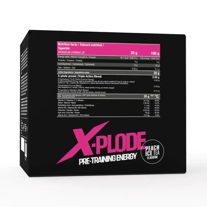 Ingrijire personala si Cosmetice - Sanatate si wellness - Nutritie sportiva - Pre, intra si post antrenament - Formula pre-antrenament, X-Plode, Piersica, 25 plicuri x 20g - Infinity.ro