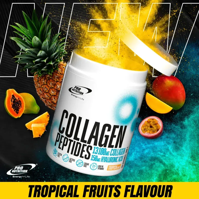 Ingrijire personala si Cosmetice - Sanatate si wellness - Suplimente alimentare - Produse anti-imbatranire si frumusete - Collagen Peptides – Acid hialuronic si vitamine, Tropical Fruits, 300g - Infinity.ro