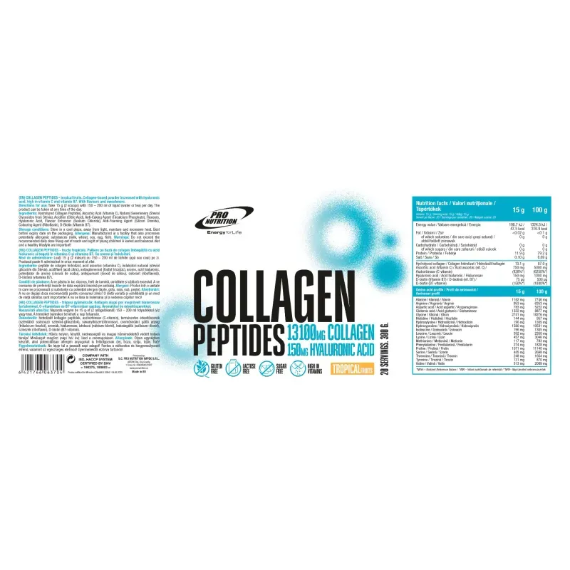 Ingrijire personala si Cosmetice - Sanatate si wellness - Suplimente alimentare - Produse anti-imbatranire si frumusete - Collagen Peptides – Acid hialuronic si vitamine, Tropical Fruits, 300g - Infinity.ro