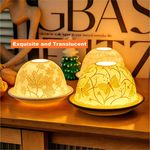 Casa si Gradina - Decoratiuni - Aromaterapie si lumanari - Suporturi lumanari - Suport lumanare din portelan, proiectie luminoasa 3D cu frunze de artar, decor elegant - Infinity.ro
