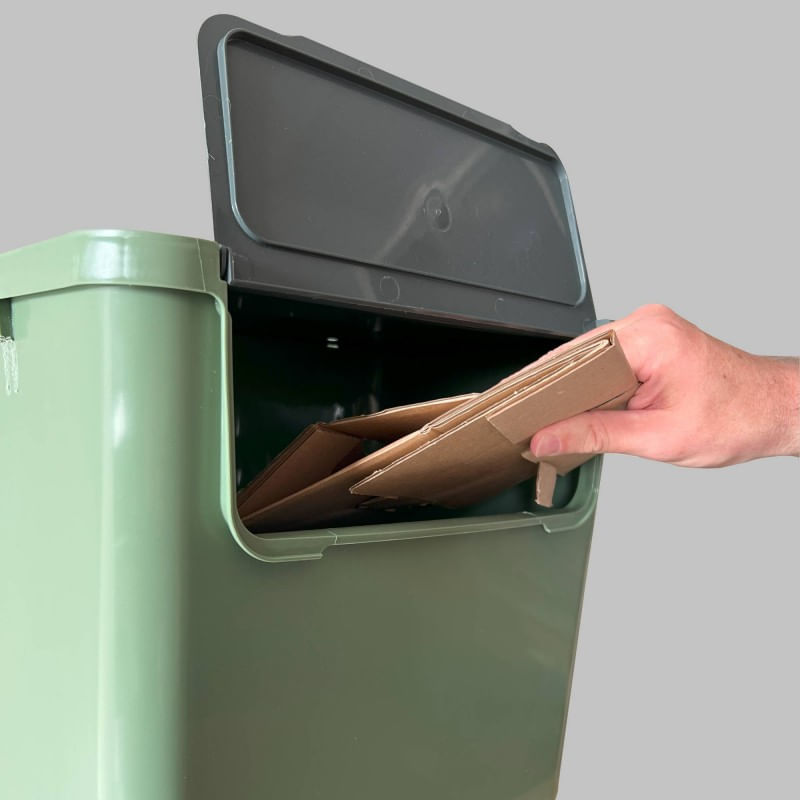 Casa si Gradina - Mobilier - Organizare si depozitare - Cosuri de gunoi - Cos gunoi reciclare stivuibil PAA-home 25L pentru sortare deseuri culoare crem inchis - Infinity.ro