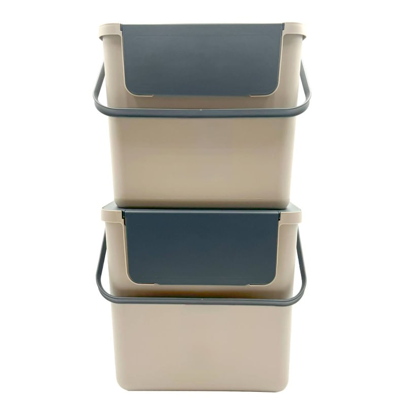 Casa si Gradina - Mobilier - Organizare si depozitare - Cosuri de gunoi - Cos gunoi reciclare stivuibil PAA-home 25L pentru sortare deseuri culoare crem inchis - Infinity.ro