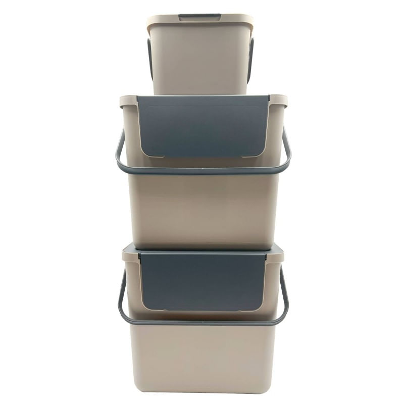 Casa si Gradina - Mobilier - Organizare si depozitare - Cosuri de gunoi - Cos gunoi reciclare stivuibil PAA-home 6L pentru sortare deseuri sau compost culoare crem inchis - Infinity.ro