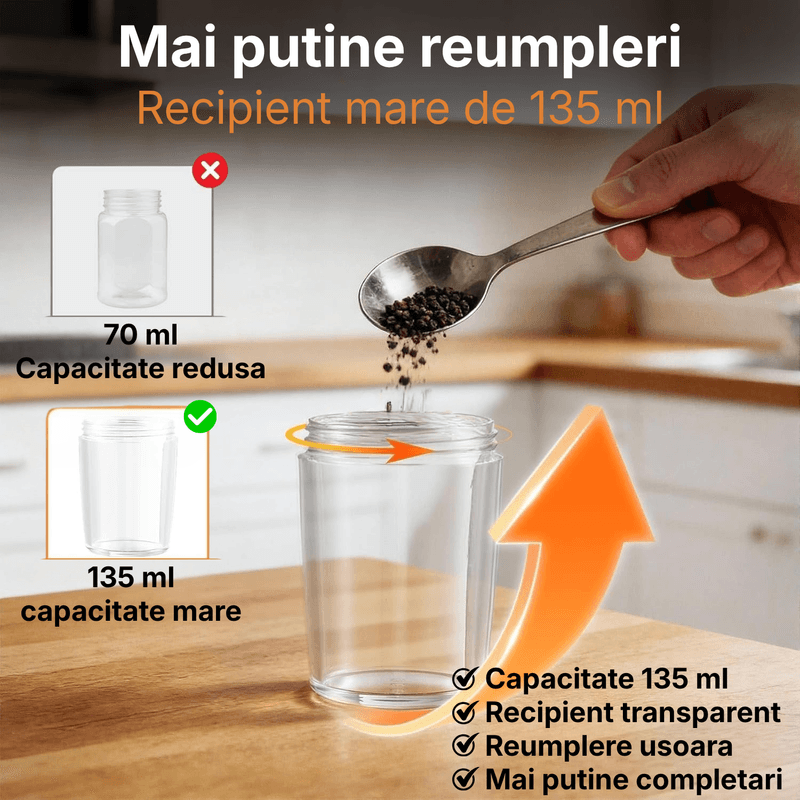 Casa si Gradina - Bucatarie si vesela - Ustensile bucatarie - Rasnite si dozatoare condimente - Set Rasnite Electrice Sare si Piper JustNet, Baza Dubla Incarcare USB-C, Mecanism Ceramic, 6 Nivele Macinare, LED, 135ml - Infinity.ro