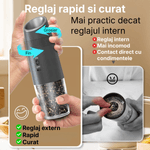 Casa si Gradina - Bucatarie si vesela - Ustensile bucatarie - Rasnite si dozatoare condimente - Set Rasnite Electrice Sare si Piper JustNet, Baza Dubla Incarcare USB-C, Mecanism Ceramic, 6 Nivele Macinare, LED, 135ml - Infinity.ro
