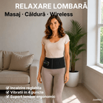 Ingrijire personala si Cosmetice - Sanatate si wellness - Articole wellness - Aparate si dispozitive de masaj - Centura masaj lombar si spate JustNet®, Wireless, Incalzire reglabila 45-65°C, Vibratii in 4 puncte, 5 intensitati masaj - Infinity.ro