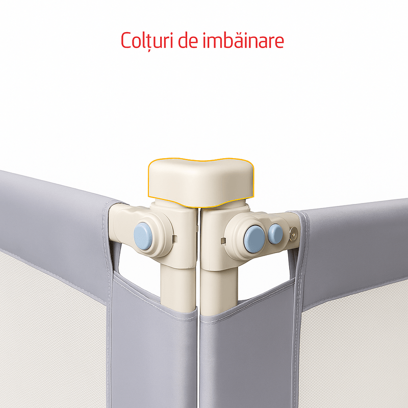 Casa si Gradina - Mobilier - Mobilier copii - Sisteme de siguranta - Set 3 Bariere Siguranta Pat Copil HappyKID 3x200cm Gri, Inaltime Reglabila 68-98cm, Protectie Cadere Bebelusi, Universal - Infinity.ro