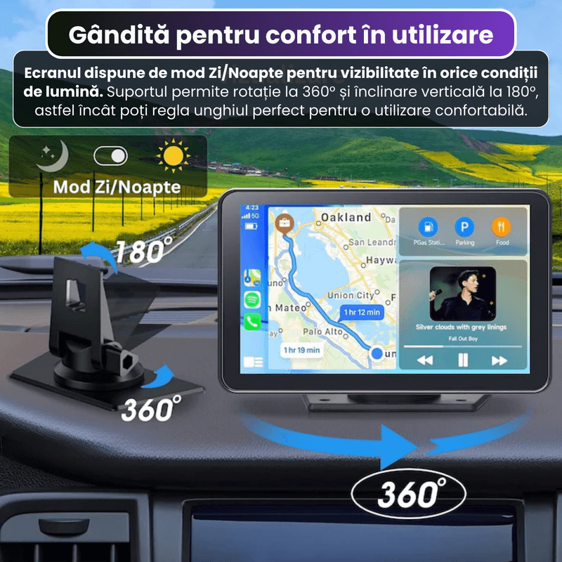 Auto si Moto - Electronice auto - Navigatii GPS - Navigatie auto Ellitiq® ecran HD 7" tactil, GPS, Android Auto & Apple CarPlay wireless, Mirror, Dual Zone,BT/FM/AUX,64GB - Infinity.ro