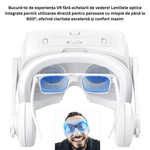 Laptop, Telefoane si Tablete - Wearables si gadgeturi - Ochelari VR si accesorii - Ochelari VR - Ochelari VR Ellitiq® 3D + casti 9D & gamepad, lentile HD reglabile, Android/iOS 4.7–7.8", 360°, jocuri & filme, alb - Infinity.ro