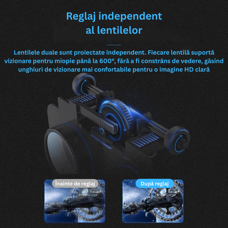 Laptop, Telefoane si Tablete - Wearables si gadgeturi - Ochelari VR si accesorii - Ochelari VR - Ochelari VR Ellitiq® 3D + casti 9D & gamepad, lentile HD reglabile, Android/iOS 4.7–7.8", 360°, jocuri & filme, alb - Infinity.ro