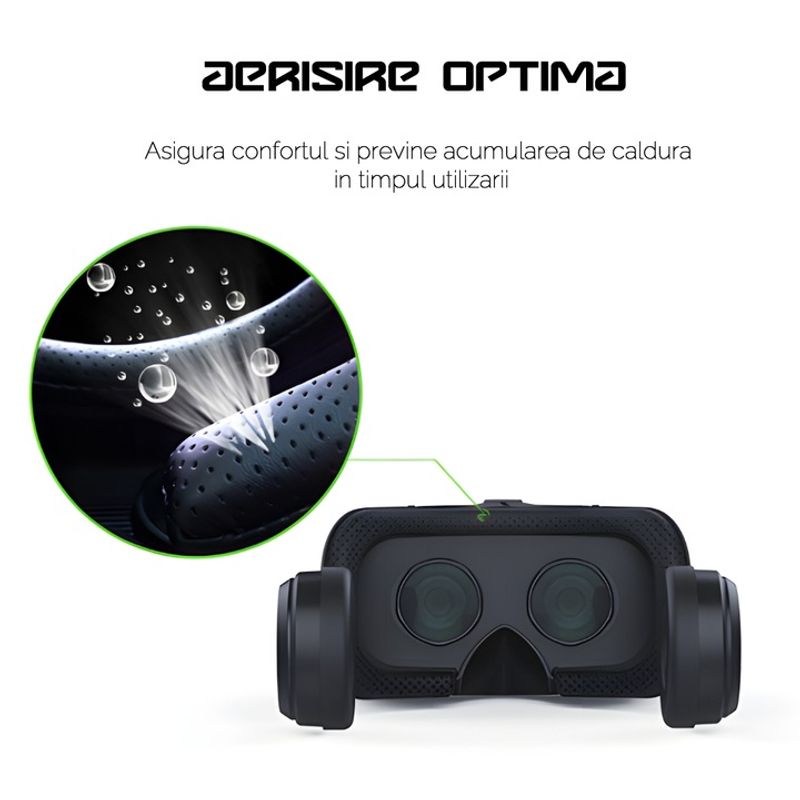 Laptop, Telefoane si Tablete - Wearables si gadgeturi - Ochelari VR si accesorii - Ochelari VR - Ochelari VR Ellitiq® 3D cu casti stereo & controller BT, Android/iOS 4.7–6.6", lentile HD 120°, reglabile, design miopie - Infinity.ro