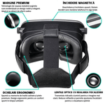 Laptop, Telefoane si Tablete - Wearables si gadgeturi - Ochelari VR si accesorii - Ochelari VR - Ochelari VR Ellitiq® 3D cu casti stereo & controller BT, Android/iOS 4.7–6.6", lentile HD 120°, reglabile, design miopie - Infinity.ro