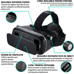 Laptop, Telefoane si Tablete - Wearables si gadgeturi - Ochelari VR si accesorii - Ochelari VR - Ochelari VR Ellitiq® 3D cu casti stereo & controller BT, Android/iOS 4.7–6.6", lentile HD 120°, reglabile, design miopie - Infinity.ro