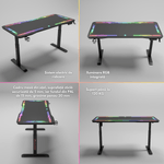 PC, gaming si accesorii - Gaming - Accesorii gaming - Birouri gaming - Birou Gaming RGB, Reglabil Electric inaltime, QOVA®, Blat Sticla Securizata, Inaltime Ajustabila 72-117cm,LED RGB - Infinity.ro