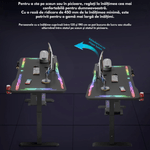 PC, gaming si accesorii - Gaming - Accesorii gaming - Birouri gaming - Birou Gaming RGB, Reglabil Electric inaltime, QOVA®, Blat Sticla Securizata, Inaltime Ajustabila 72-117cm,LED RGB - Infinity.ro