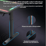 PC, gaming si accesorii - Gaming - Accesorii gaming - Birouri gaming - Birou Gaming RGB, Reglabil Electric inaltime, QOVA®, Blat Sticla Securizata, Inaltime Ajustabila 72-117cm,LED RGB - Infinity.ro