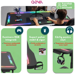PC, gaming si accesorii - Gaming - Accesorii gaming - Birouri gaming - Birou Gaming RGB, Reglabil Electric inaltime, QOVA®, Blat Sticla Securizata, Inaltime Ajustabila 72-117cm,LED RGB - Infinity.ro