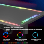 PC, gaming si accesorii - Gaming - Accesorii gaming - Birouri gaming - Birou Gaming RGB, Reglabil Electric inaltime, QOVA®, Blat Sticla Securizata, Inaltime Ajustabila 72-117cm,LED RGB - Infinity.ro