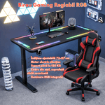 PC, gaming si accesorii - Gaming - Accesorii gaming - Birouri gaming - Birou Gaming RGB, Reglabil Electric inaltime, QOVA®, Blat Sticla Securizata, Inaltime Ajustabila 72-117cm,LED RGB - Infinity.ro
