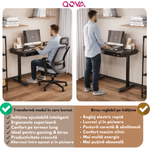 Casa si Gradina - Mobilier - Mese si birouri - Birouri - Birou Reglabil Electric inaltime, QOVA®, Sertar depozitare, USB-A & USB-C, Inaltime Ajustabila 72-117cm, Carbon Premium - Infinity.ro