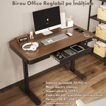 Casa si Gradina - Mobilier - Mese si birouri - Birouri - Birou Reglabil Electric pe inaltime, QOVA®, cu Sertar depozitare, Porturi USB-A & USB-C pentru incarcare, Ajustabila - Infinity.ro