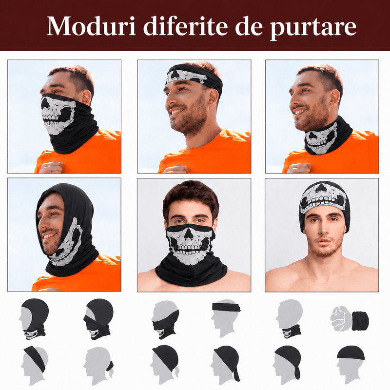 Auto si Moto - Moto - Echipamente protectie moto - Imbracaminte moto - Bandana Moto FIXATO, Protectie UV, Material elastic, respirabil, Marime universala, Negru - Infinity.ro