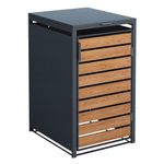 Casa si Gradina - Gradina si terasa - Casute de gradina - Masca pentru pubela, Jumi, otel galvanizat antracit, cu aspect lemn, 116x80x86 cm, pentru tomberon 240L - Infinity.ro